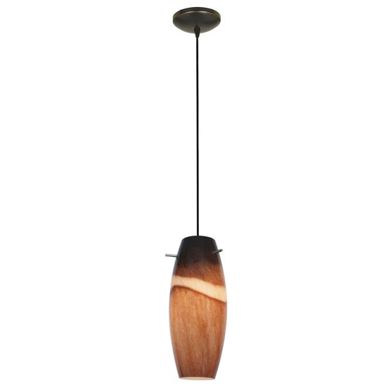 Picture of 100w Cabernet Glass Pendant E-26 A-19 Incandescent Dry Location Oil Rubbed Bronze Amber Slate Glass 12"Ø4.9" (CAN 1.25"Ø5.25")