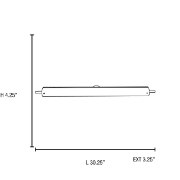 Picture of 26w Vail 30K Module Damp Location Brushed Steel Opal Dimmable WW LED Vanity 30.25"x4.25" (CAN 25.6"x3"x1.25"Ø4.4")