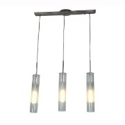 Picture of 54w (3 x 18) Dezi GU-24 Quad Fluorescent Dry Location Brushed Steel Clear Opal 3-Light bar Pendant (CAN 1"Ø4.75")