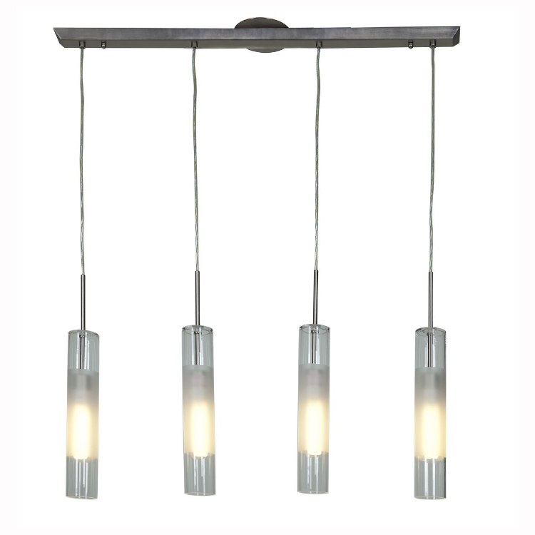 Foto para 72w (4 x 18) Dezi GU-24 Quad Fluorescent Dry Location Brushed Steel Clear Opal 4-Light bar Pendant (CAN Ø4.75")