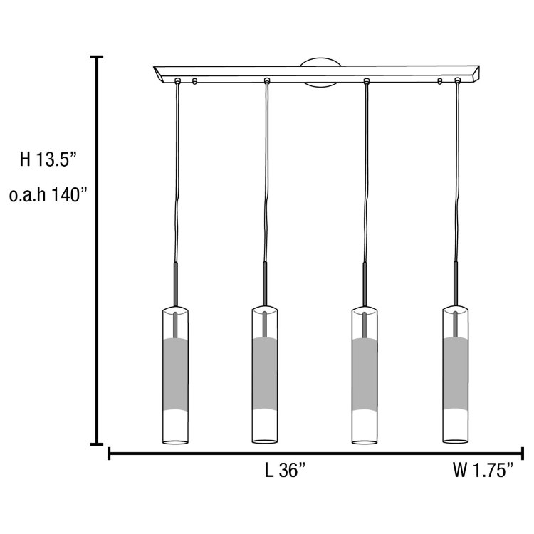 Foto para 72w (4 x 18) Dezi GU-24 Quad Fluorescent Dry Location Brushed Steel Clear Opal 4-Light bar Pendant (CAN Ø4.75")