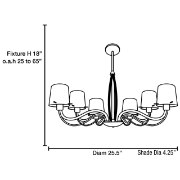 Picture of 360w (6 x 60) Milano G9 G9 Halogen Dry Location Chromed Glass Chandelier (CAN 1"Ø5")