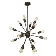 Foto para 640w (16 x 40) Flux E-26 T-14 Incandescent Dry Location Bronze Vintage Lamped Chandelier 24"Ø24" (CAN Ø4.75")