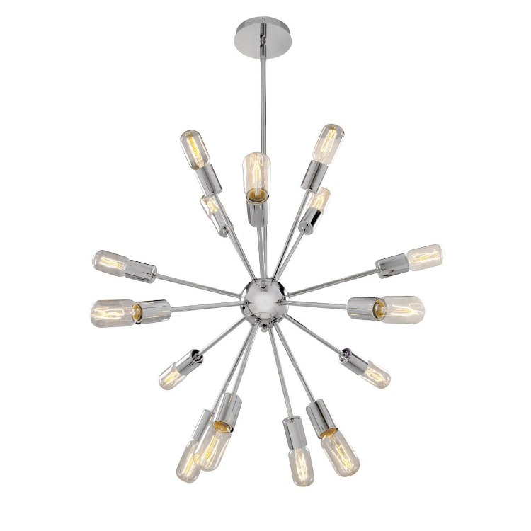 Foto para 640w (16 x 40) Flux E-26 T-14 Incandescent Dry Location Chrome Vintage Lamped Chandelier 24"Ø24" (CAN Ø4.75")