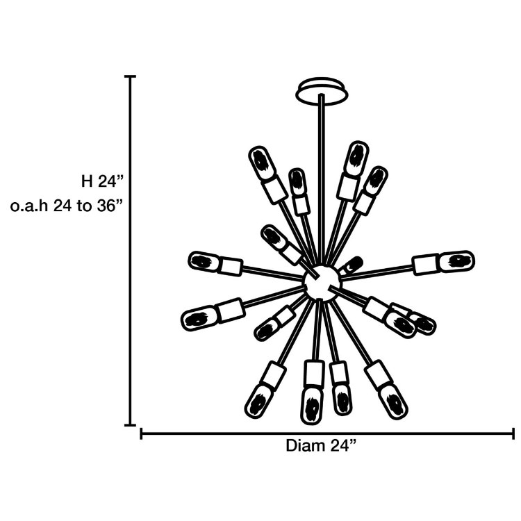 Foto para 640w (16 x 40) Flux E-26 T-14 Incandescent Dry Location Chrome Vintage Lamped Chandelier 24"Ø24" (CAN Ø4.75")
