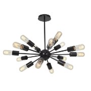 Foto para 640w (16 x 40) Flux E-26 T-14 Incandescent Dry Location Bronze Vintage Lamped Chandelier 19"Ø24" (CAN 0.75"Ø4.75")