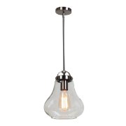 Picture of 60w Flux E-26 ST-18 Incandescent Dry Location Antique Nickle Clear Vintage Lamped Pendant 10.25"Ø7.5" (CAN 0.75"Ø4.75")