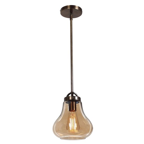 Picture of 60w Flux E-26 ST-18 Incandescent Dry Location Distressed Bronze Amber Vintage Lamped Pendant 10.25"Ø7.5" (CAN 0.75"Ø4.75")