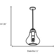 Picture of 60w Flux E-26 ST-18 Incandescent Dry Location Distressed Bronze Smoke Vintage Lamped Pendant 10.25"Ø7.5" (CAN 0.75"Ø4.75")