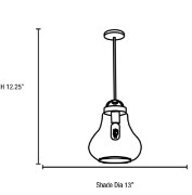 Picture of 60w Flux E-26 ST-18 Incandescent Dry Location Distressed Bronze Smoke Vintage Lamped Pendant 15.25"Ø13" (CAN 0.75"Ø4.75")