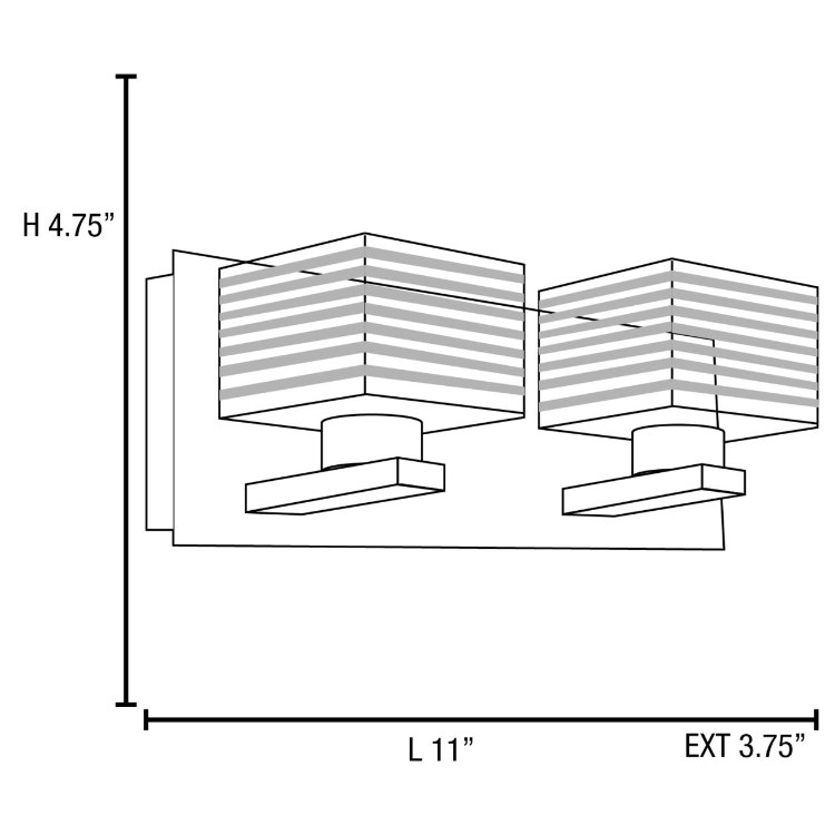 Foto para 96w (2 x 48) Sophie G9 G9 Xenon Damp Location Chrome CLFR Square Etched Crystal Vanity (CAN 11"x4.75"x0.9")