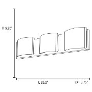 Foto para 300w (3 x 100) Nitro 2 R7s J-78 Halogen Damp Location Brushed Steel Opal 3Lt Vanity (CAN 24"x5.1"x0.9")