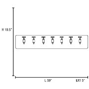 Picture of 7w (7 x 1) Waterworks Module LED Damp Location Chrome GREY 7Lt wall art (CAN 57.9"x9.5"x1")