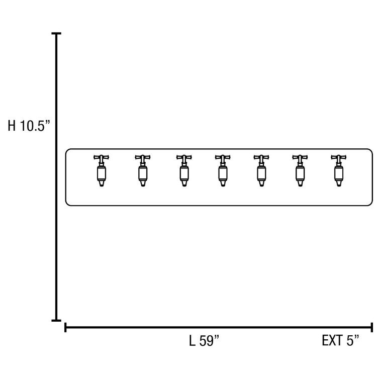 Foto para 7w (7 x 1) Waterworks Module LED Damp Location Chrome GREY 7Lt wall art (CAN 57.9"x9.5"x1")