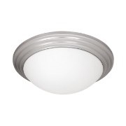 Picture of 36w (2 x 18) Strata GU-24 Spiral Fluorescent Damp Location Brushed Steel Opal Flush-Mount 4"Ø14"