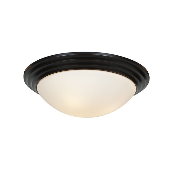 Picture of 36w (2 x 18) Strata GU-24 Spiral Fluorescent Damp Location Oil Rubbed Bronze Opal Flush-Mount 4"Ø14"