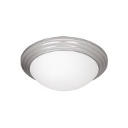 Picture of 36w (2 x 18) Strata GU-24 Spiral Fluorescent Damp Location Brushed Steel Opal Flush-Mount 5"Ø16"