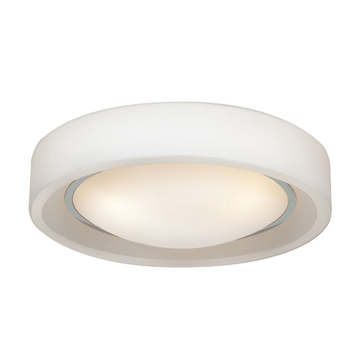 Foto para 36w (2 x 18) Splash GU-24 Spiral Fluorescent Damp Location Chrome Opal Glass Flushmount 4"Ø16" (CAN 1"Ø11")