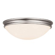 Picture of 36w (2 x 18) Atom GU-24 Spiral Fluorescent Damp Location Brushed Steel Opal Flush-Mount 4"Ø14" (CAN 1.6"Ø14")