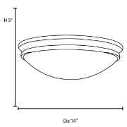 Picture of 36w (2 x 18) Atom GU-24 Spiral Fluorescent Damp Location Brushed Steel Opal Flush-Mount 4"Ø14" (CAN 1.6"Ø14")