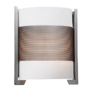 Picture of 36w (2 x 18) Iron GU-24 Spiral Fluorescent Damp Location Brushed Steel Opal Wall Fixture