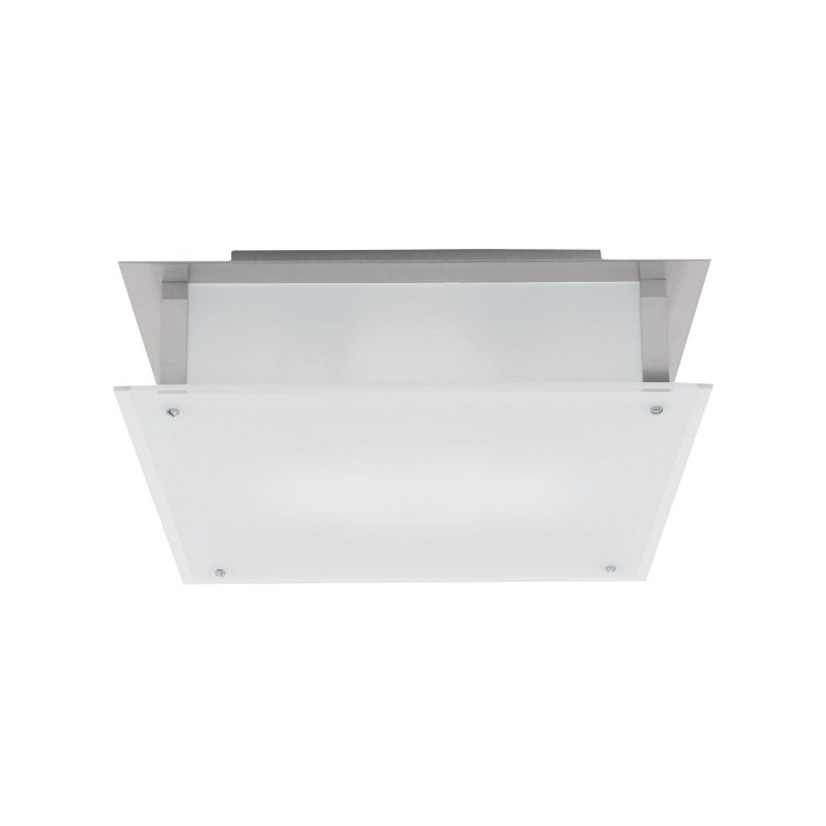 Foto para 26w (2 x 13) Vision G24q-1 Quad Fluorescent Damp Location Brushed Steel Frosted Flush-Mount (CAN 4.6"x6.9"x1.25")