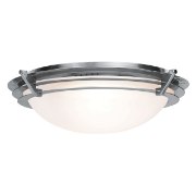 Foto para 26w (2 x 13) Saturn GU-24 Spiral Fluorescent Damp Location Brushed Steel Frosted Flush-Mount (CAN 0.25"Ø10.25")