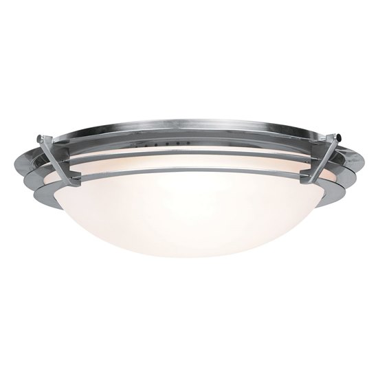 Foto para 26w (2 x 13) Saturn GU-24 Spiral Fluorescent Damp Location Brushed Steel Frosted Flush-Mount (CAN 0.25"Ø10.25")