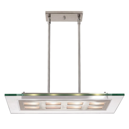 Picture of 72w (4 x 18) Aquarius G24q-2 Quad Fluorescent Damp Location Brushed Steel Clear Adjustable Glass & Metal Pendant 24"x12"x2" (CAN 4.4"x8.25"x0.75")