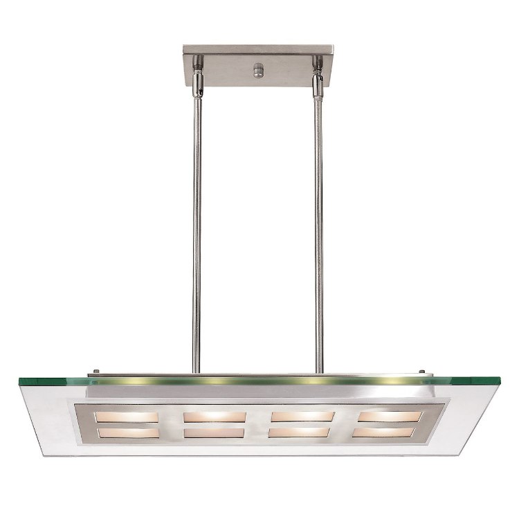 Foto para 72w (4 x 18) Aquarius G24q-2 Quad Fluorescent Damp Location Brushed Steel Clear Adjustable Glass & Metal Pendant 24"x12"x2" (CAN 4.4"x8.25"x0.75")