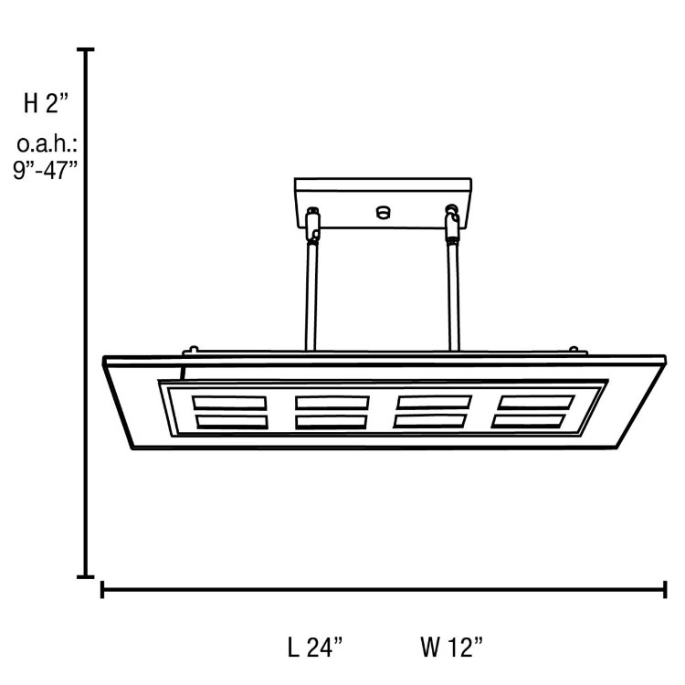 Foto para 72w (4 x 18) Aquarius G24q-2 Quad Fluorescent Damp Location Brushed Steel Clear Adjustable Glass & Metal Pendant 24"x12"x2" (CAN 4.4"x8.25"x0.75")