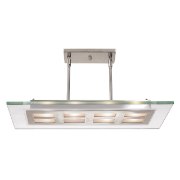 Picture of 72w (4 x 18) Aquarius G24q-2 Quad Fluorescent Damp Location Brushed Steel Clear Adjustable Glass & Metal Pendant 24"x12"x2" (CAN 4.4"x8.25"x0.75")