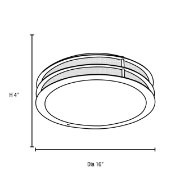 Picture of 36w (2 x 18) Iron GU-24 Spiral Fluorescent Damp Location Brushed Steel Frosted Flush-Mount (CAN Ø14")