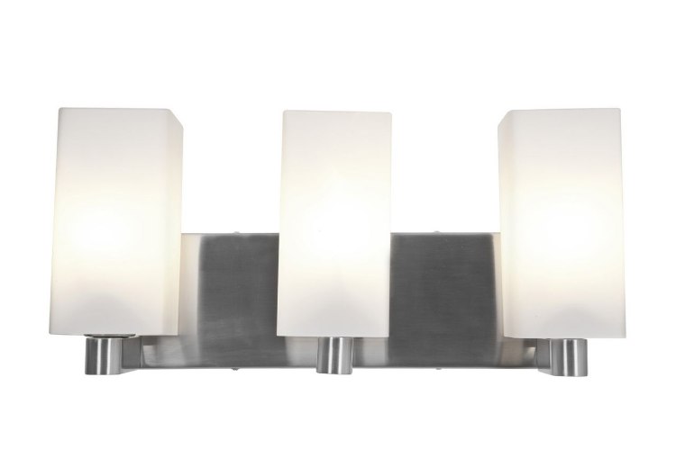 Foto para 39w (3 x 13) Archi GU-24 Spiral Fluorescent Damp Location Brushed Steel Opal Wall & Vanity (CAN 16.4"x4.75"x0.9")