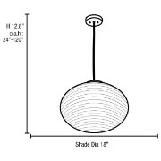 Picture of 39w (3 x 13) Callisto GU-24 Spiral Fluorescent Damp Location Brushed Steel Opal Ribbed OPL Glass Pendant (CAN 0.75"Ø5.25")