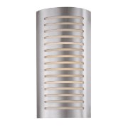 Picture of 52w (2 x 26) Krypton GU-24 Spiral Fluorescent Damp Location Brushed Steel Opal Wall Fixture 8.25"x16" (CAN 15.6"x7.6"x0.25")