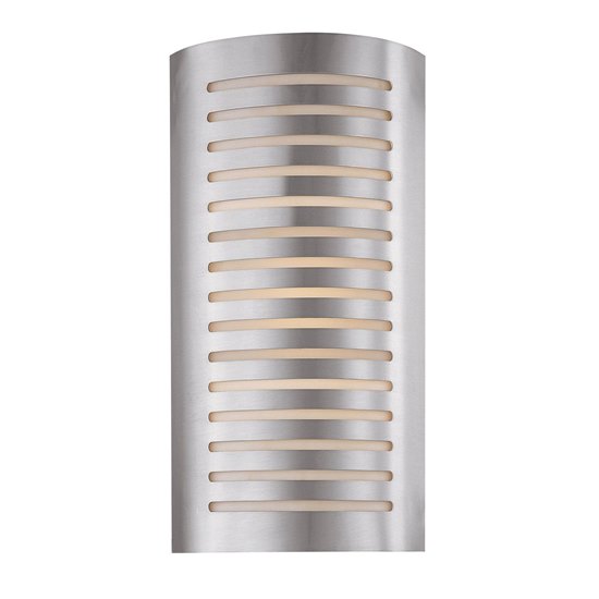 Picture of 52w (2 x 26) Krypton GU-24 Spiral Fluorescent Damp Location Brushed Steel Opal Wall Fixture 8.25"x16" (CAN 15.6"x7.6"x0.25")