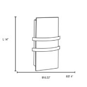 Picture of 36w (2 x 18) Metro GU-24 Spiral Fluorescent Damp Location Brushed Steel Opal Wall Fixture (CAN 12.4"x4.75"x2.25")