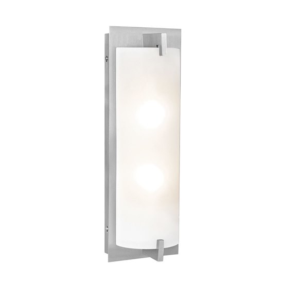 Picture of 36w (2 x 18) Bo GU-24 Quad Fluorescent Damp Location Brushed Steel Opal Wall & Vanity (CAN 5.1"x18.5"x1.4")