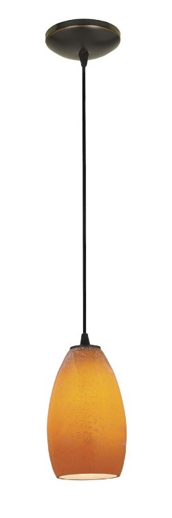 Foto para 100w Champagne Glass Pendant E-26 A-19 Incandescent Dry Location Oil Rubbed Bronze Maya Glass 9"Ø5" (CAN 1.25"Ø5.25")
