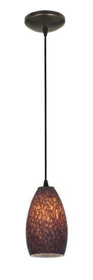 Picture of 100w Champagne Glass Pendant E-26 A-19 Incandescent Dry Location Oil Rubbed Bronze Red Glass 9"Ø5" (CAN 1.25"Ø5.25")