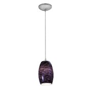 Picture of 100w Chianti Glass Pendant E-26 A-19 Incandescent Dry Location Brushed Steel Purple Swirl Glass 7.25"Ø4.75" (CAN 1.25"Ø5.25")