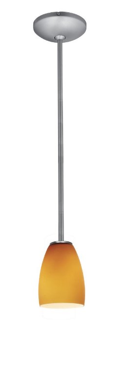 Foto para 100w Chianti Glass Pendant E-26 A-19 Incandescent Dry Location Brushed Steel Purple Swirl Glass 7.25"Ø4.75" (CAN 1.25"Ø5.25")