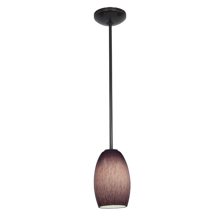 Foto para 100w Chianti Glass Pendant E-26 A-19 Incandescent Dry Location Oil Rubbed Bronze Purple Cloud Glass 7.25"Ø4.75" (CAN 1.25"Ø5.25")