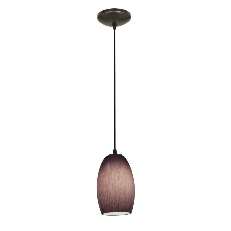 Foto para 100w Chianti Glass Pendant E-26 A-19 Incandescent Dry Location Oil Rubbed Bronze Purple Cloud Glass 7.25"Ø4.75" (CAN 1.25"Ø5.25")