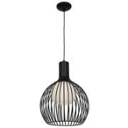 Picture of 100w Chuki E-26 A-19 Incandescent Damp Location Black Opal Metal ribbed Pendant (CAN 1.25"Ø5.25")