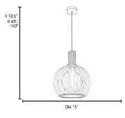 Picture of 100w Chuki E-26 A-19 Incandescent Damp Location Black Opal Metal ribbed Pendant (CAN 1.25"Ø5.25")