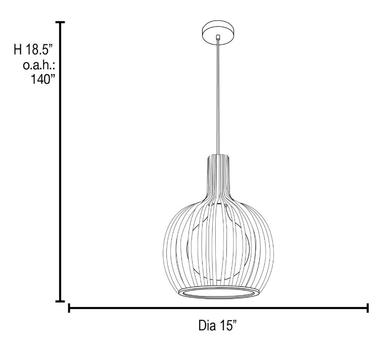 Foto para 100w Chuki E-26 A-19 Incandescent Damp Location Black Opal Metal ribbed Pendant (CAN 1.25"Ø5.25")