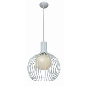 Picture of 100w Chuki E-26 A-19 Incandescent Damp Location White Opal Metal ribbed Pendant (CAN 1.25"Ø5.25")