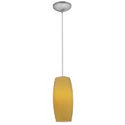 Foto para 100w Cognac Glass Pendant E-26 A-19 Incandescent Dry Location Brushed Steel Amber Glass 10.25"Ø4.75" (CAN 1.25"Ø5.25")